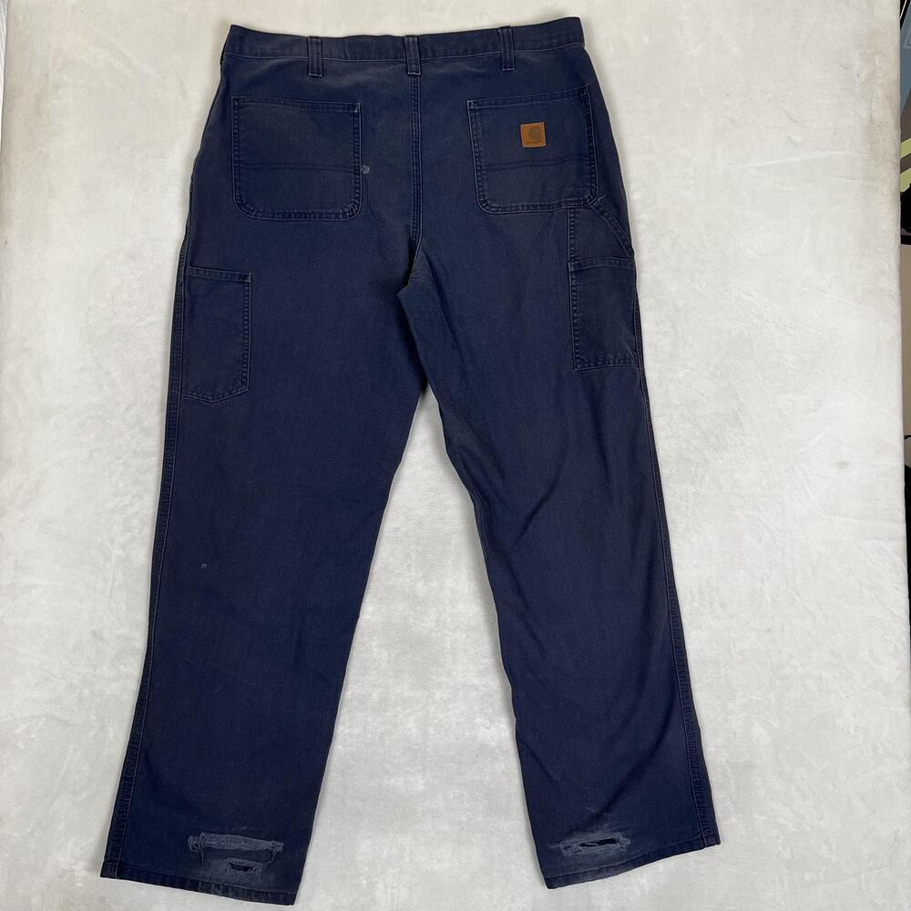 Carhartt Carpenter Pants Mens 38x30 Blue Relaxed Fit Canvas Workwear